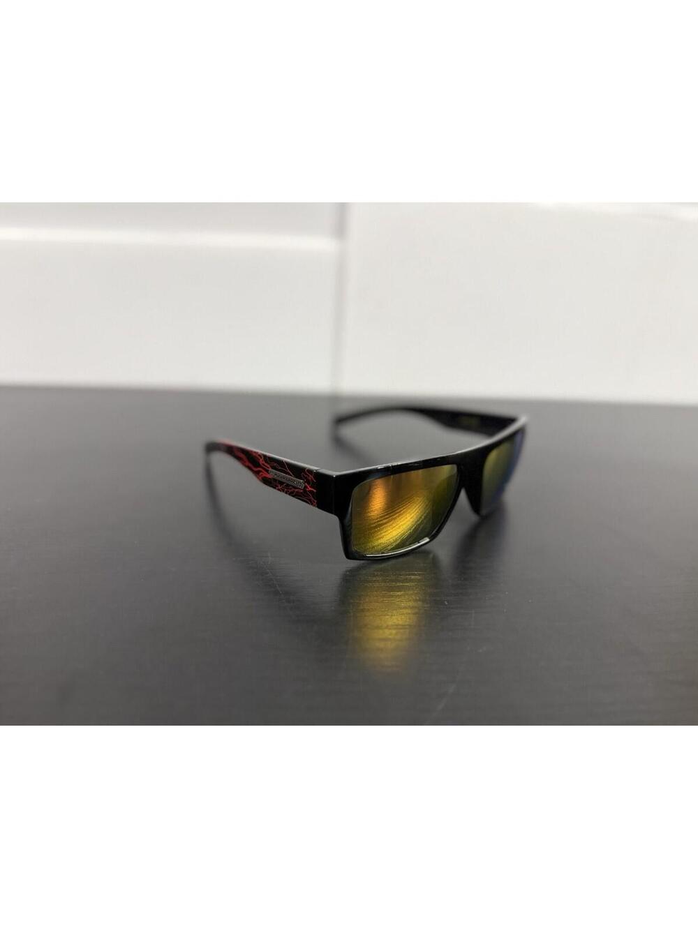 Vintage Biohazard Wrap Sunglasses Red Lightning Black Y2K BMX Skater